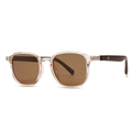 Retro polarized sunglasses with champagne frame and brown wood-grain arms for men and women - C5 Champagne Frame Tea Lens