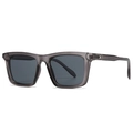 Square transparent grey sunglasses with dark grey lenses and metal arrow details - Transparent Tea Frame/Gray Lens (C6)