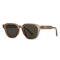 Modern vintage round sunglasses with dark brown transparent frames and grey lenses - Tea Frame Tea Lens (C6)