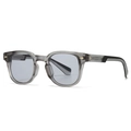 Retro small square sunglasses with smoky grey translucent frames and gold arrow rivets - Gray Transparent Frame (Gray Lens)