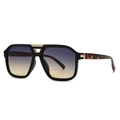 Retro oversized aviator sunglasses with black frames and tortoise temples with metal trim - Black Frame Grey Yellow Gradient (C7)
