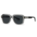 Modern polygon sunglasses with transparent grey frames and golden metal diamond accents - C6 Gray Frame Black Gray Lens
