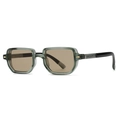 Retro-Rechteck-Sonnenbrille mit grünem Rahmen und goldenen Akzenten im Pfeil-Design - C6 Grüner Rahmen Teegläser