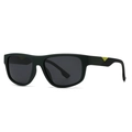 Classic square matte black polarized sunglasses with yellow triangle detail on temples - Black Grey Yellow Leg