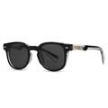 Chic black thick frame sunglasses with transparent temples and gold arrow accents - Black Frame With Transparent Temple (Black Gray Lens)