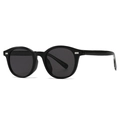 Lunettes de soleil rétro à monture ronde en résine noire brillante avec rivets en métal - Monture Noire Verres Noir Gris