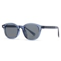 Lunettes de soleil rétro à monture ronde bleue translucide et verres gris foncé - Monture Bleue Verres Gris