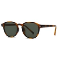 Retro round tortoiseshell sunglasses with dark green lenses and metal rivet details - Tortoise Green Lens