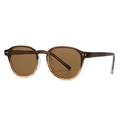 Retro round translucent brown sunglasses with dark lenses and silver stud accents - Gradual Tea Frame Tea Lens