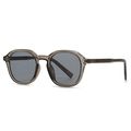 Retro taupe transparante zonnebril met grijze glazen en getextureerde montuurpoten - Thee Transparant Frame Grijze Lenzen (C3)