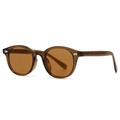 Lunettes de soleil rétro marron thé avec monture transparente et détails argentés - Monture Thé Verres Thé