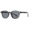 Retro round sunglasses with dark grey translucent frames and silver rivet details - Grey Frame Grey Lens