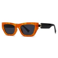Fashionable rectangular tortoiseshell sunglasses with orange frames and black wide temples - Orange Tortoise (C2)