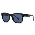Gafas de sol polarizadas cuadradas clásicas para hombre con montura negra mate - C5 Montura Negra Lentes Azules