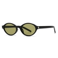 Classic oval polarized sunglasses with black frames and olive lenses for men and women - Tea Frame Green Lens