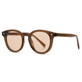 Gafas de sol redondas vintage ámbar con montura translúcida y detalles de remaches - Montura Té Lentes Rosas(C4)