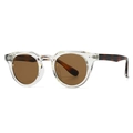 Retro ronde zonnebril met transparant voorframe en schildpadmotief op de pootjes - Transparant Bruine Lens