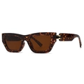 Retro square tortoiseshell sunglasses with brown lenses and gold hinge accents - Dark Tea Leopard (C5)