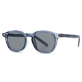 Lunettes de soleil rétro bleues transparentes rondes avec verres gris et détails argent - Monture Bleue Verres Gris (C2)