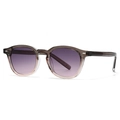 Retro round frame sunglasses with gradient tea frames and purple tinted lenses - Light Tea Gradient Frame Gray Pink Lens (C6)