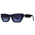 Square retro sunglasses with navy blue frame and purple gradient lenses with gold accents - Blue Frame Blue Gradient (C7)