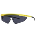 Occhiali da sole aviator futuristici con montatura gialla e lente grigia monopezzo - Montatura Gialla Lenti Grigie