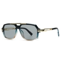 Lunettes de soleil pilote oversize modernes pour hommes avec monture dégradé bleu et clair - Monture Bleu Thé Verres Gris (C4)