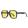 Gafas de sol retro de gran tamaño con montura negra y lentes amarillas de estilo moderno - Montura Negra Lentes Amarillas