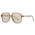 Quadratische Oversize-Sonnenbrille mit olivfarbenem Rahmen und Metall-Doppelsteg - Hellteefarbener Rahmen Hellteefarbene Gläser