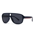 Square polarized sunglasses in navy blue with red temple detail and grey lenses - C5 Deep Blue Gray