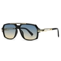 Lunettes de soleil carrées modernes avec monture noire et verres dégradés bleu-jaune - Monture Noire Verres Vert Orange (C7)