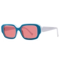 Occhiali da sole quadrati bianchi retrò con montatura blu e lenti rosa - Montatura Blu Lente Rosa