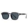Modern retro square double-bridge sunglasses with gray lenses and silver hinge accents - Transparent Grey Frame Grey Lens (C2)