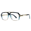 Lunettes de soleil rétro oversize avec monture bleu dégradé et détails dorés - Monture Bleu Thé Verres Transparents (C11)