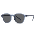 Lunettes de soleil rondes rétro avec monture bleue transparente et verres gris foncé tendance - Monture Bleue Verres Gris