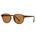 Lunettes de soleil rondes rétro avec monture en résine marron transparent et verres ambrés - Monture Thé Verres Thé