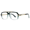 Lunettes aviateur modernes avec monture dégradée verte et branches dorées de luxe - Vert Transparent Dégradé Verres Transparents (C9)