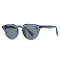 Vintage doorschijnende blauwe zonnebril met grijze glazen en zilveren klinknagels - Blauw Frame Grijze Lenzen