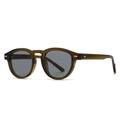 Vintage round tea green acetate sunglasses with grey lenses and metal wire core - Olive Green Frame Gray Lens (C2)
