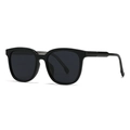 Classic oversized black square frame sunglasses with dark grey UV protective lenses - Bright Black