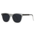Unisex square frame sunglasses with grey translucent matte finish and dark lenses - Grey Yellow Gradient