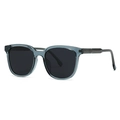 Stylish oversized sunglasses in translucent grey-blue with metal textured temples - Blue Green Gradient