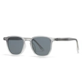 Gafas de sol redondas retro unisex con montura gris mate y lentes oscuras - Gris Degradado a Transparente (C2)