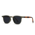 Gafas de sol redondas verde grisáceo mate con patillas de carey en vista lateral de 45° - Montura Verde Mate Patas de Carey (C3)