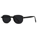 Classic black vintage round sunglasses with silver rivets on a white background - Bright Black (C1)
