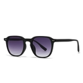Modern retro square double bridge sunglasses with matte black frames and purple gradient lenses - C4 Black Frame Double Gray Gradient