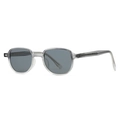 Gafas de sol rectangulares gris translúcido con lentes oscuras y núcleo de metal grabado - Montura Gris Degradado Lente Gris Oscuro / Gris Transparente (C2)