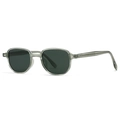 Gafas de sol retro con montura gris verde translúcida y patillas de metal grabadas - Marco Verde Claro Lentes Verdes / Verde Claro (C6)