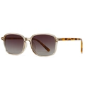 Modern retro square sunglasses with champagne frames and leopard print temples - Champagne