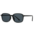 Modern retro square double bridge sunglasses with matte black frames and grey lenses - Matte Black